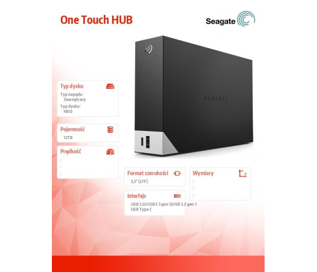 Seagate One Touch HUB 12TB USB 3.2 Gen.1 Czarno-Srebrny - 725962 - zdjęcie 9